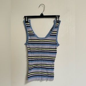 pastel ribbed-knit tank top